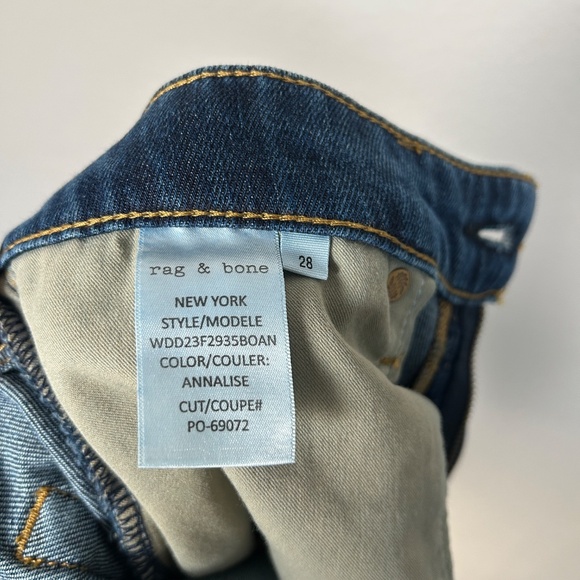Rag & Bone women size 28 Logan mid rise wide leg jeans Annalise dark blue - Picture 14 of 14
